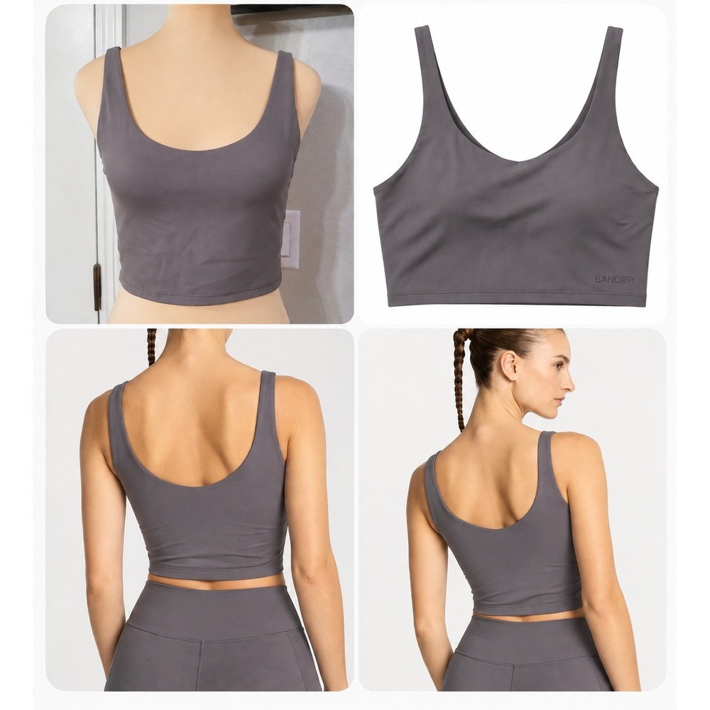 Bandier Wesley Crop Tank Iron Grey Size Small BND10194